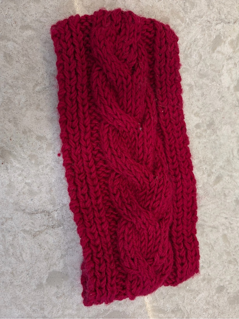 Burgundy Cable Knit Button Ear Warmer Headband
